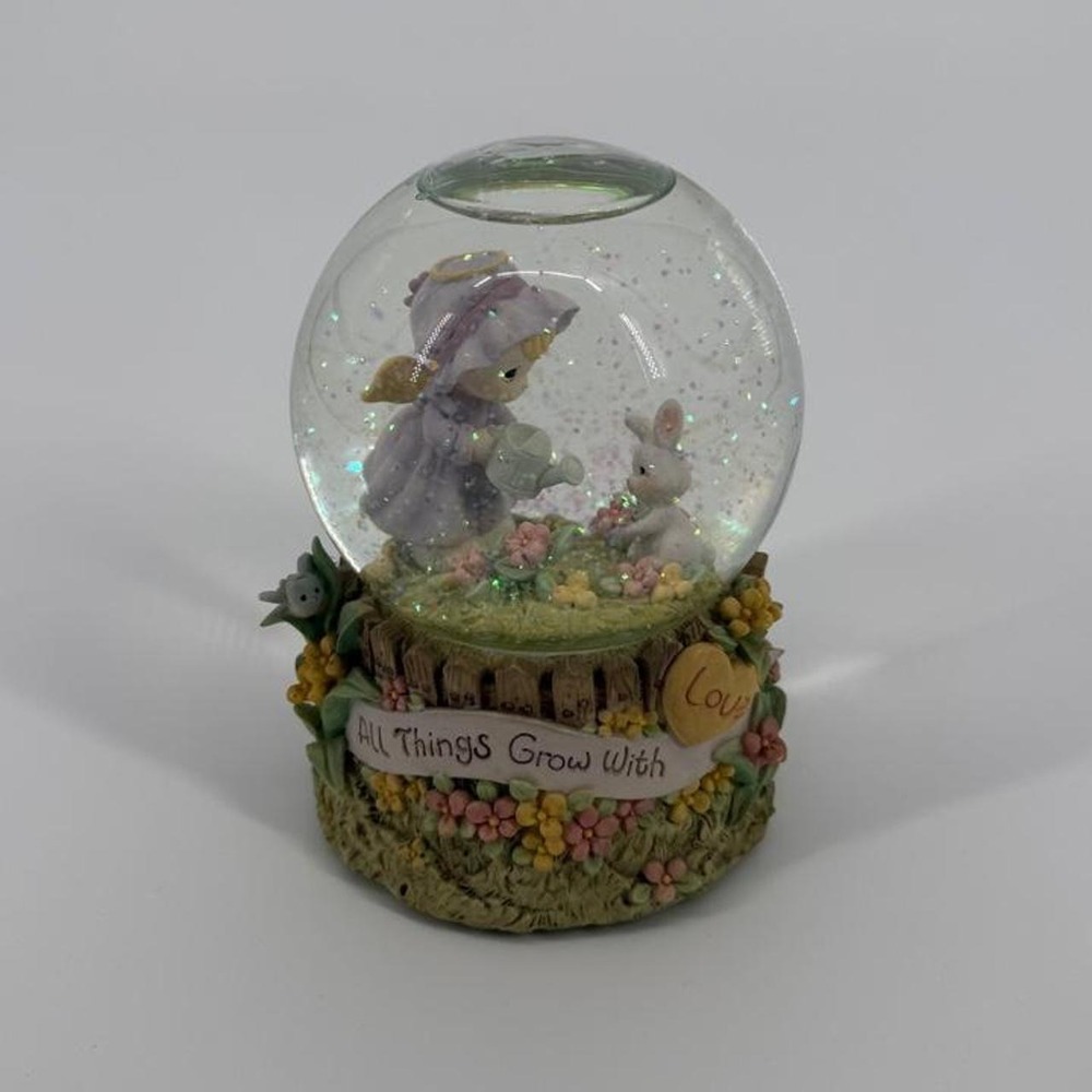 Precious Moments All Things Grow With Love Angel Bunny Musical Snow Globe 1998